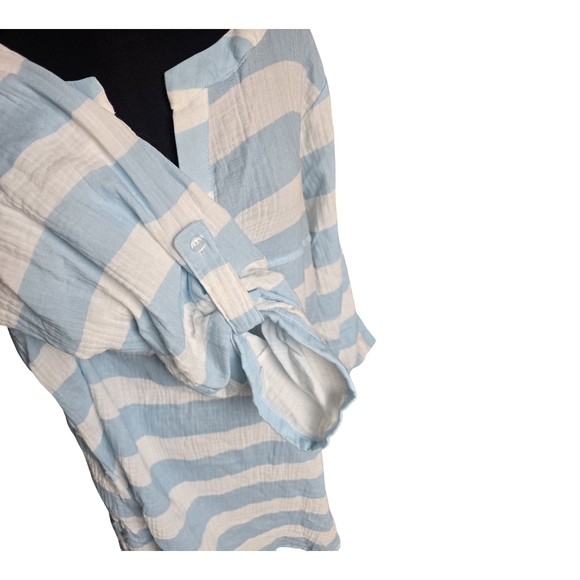 NWT Kaktus Light Blue and White Striped Tunic Top 100% Cotton Size XXL Beachy - Picture 5 of 7